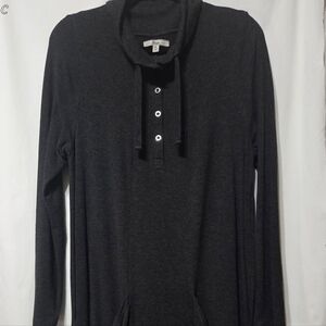 Bass Charcoal Long Sleeve Dress With Slouch Pockets. Size XL